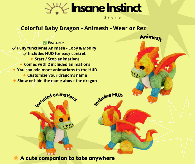 Colorful Baby Dragon Animesh 