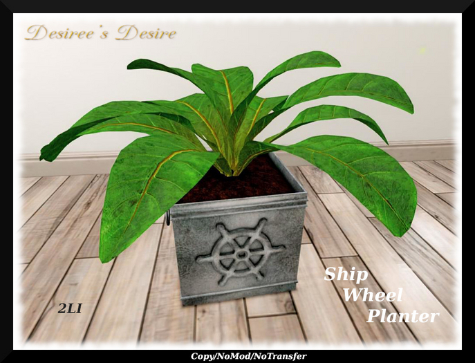 Ship Wheel Planter Decor - 2LI