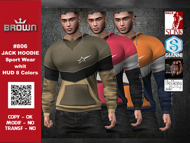 806 JACK HOODIE Sport Wear whit HUD 8 Colors