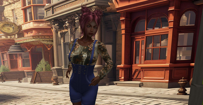 Denim overall Top Wolf Maitreya