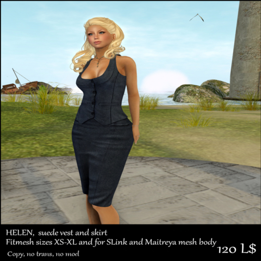 *vS* Helen Suede Vest & Skirt, blue