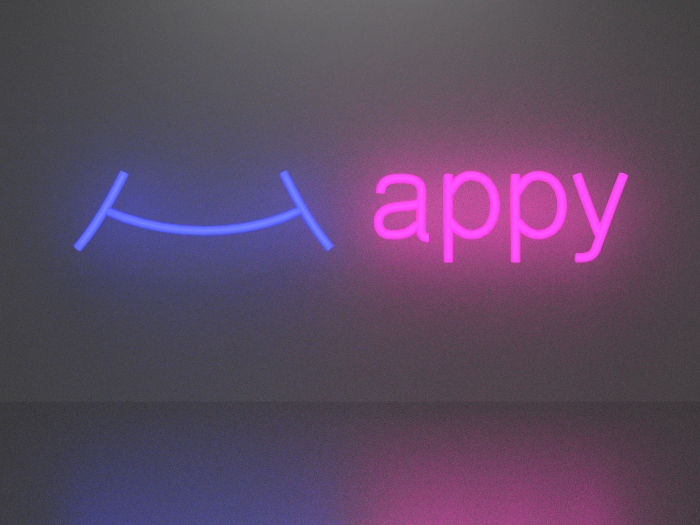 Happy neon sign Full Permission