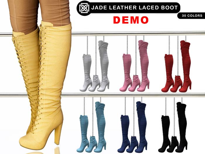 Addams - Jade - Leather Laced Boots #DEMO