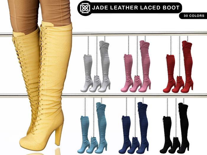 Addams - Jade - Leather Laced Boots #FATPACK