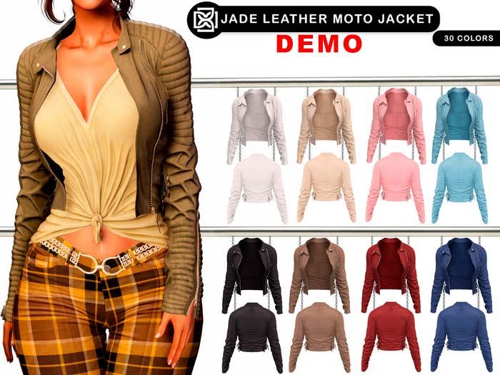 Addams - Jade - Leather Moto Jacket #DEMO