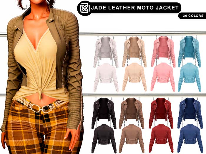 Addams - Jade - Leather Moto Jacket #FATPACK