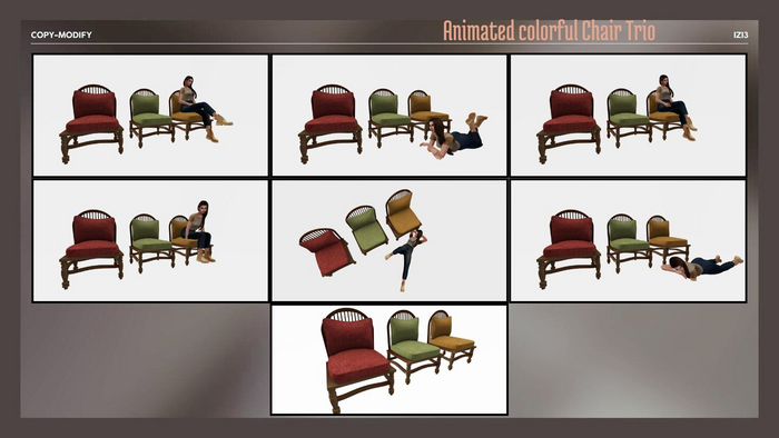 Animated colorful Chair Trio _ Copy/Modify
