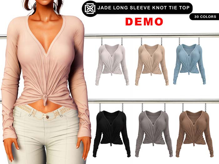 Addams - Jade - Long Sleeve Tie-Knot Top #DEMO