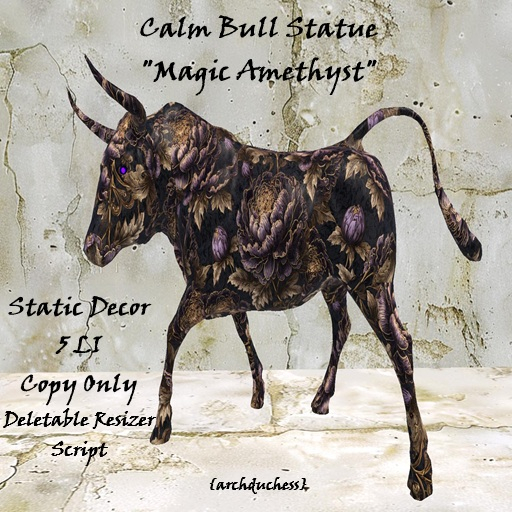 {archduchess} Calm Bull Statue "Magic Amethyst" 