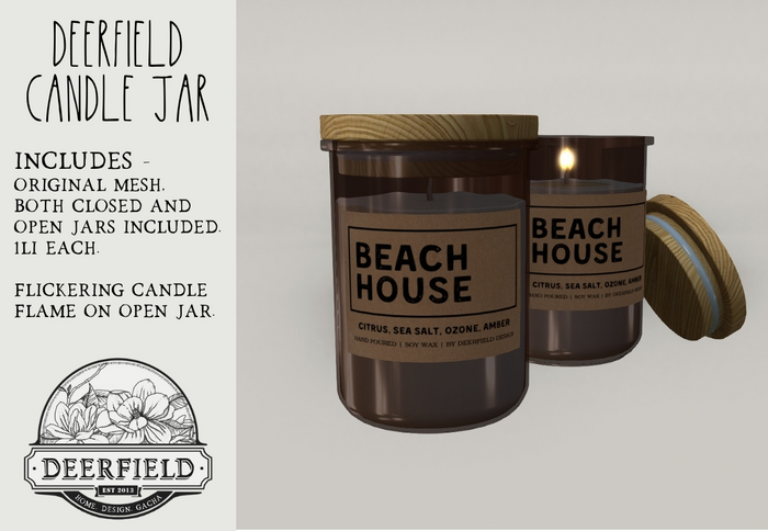 DEERFIELD "Beach House" Candle Jar