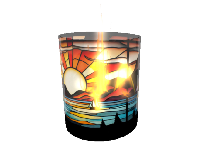 Votive *Small* Stained Glass at Sunset with Flame 