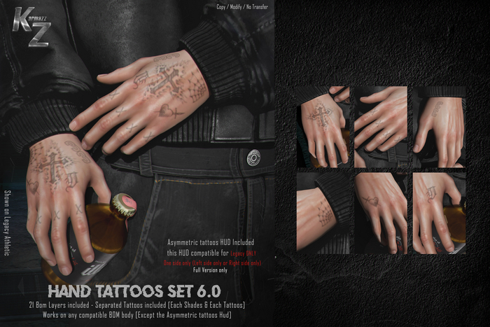 KARMAZZ Hand Tattoos Set 6.0 - 3 Shades - BOM