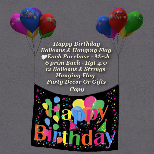 Happy Birthday Balloons & Flag1