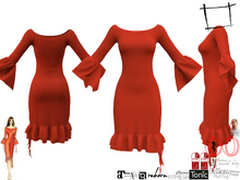 WC1002 Dress With Bateau Collar And Sleeves With Ruffles