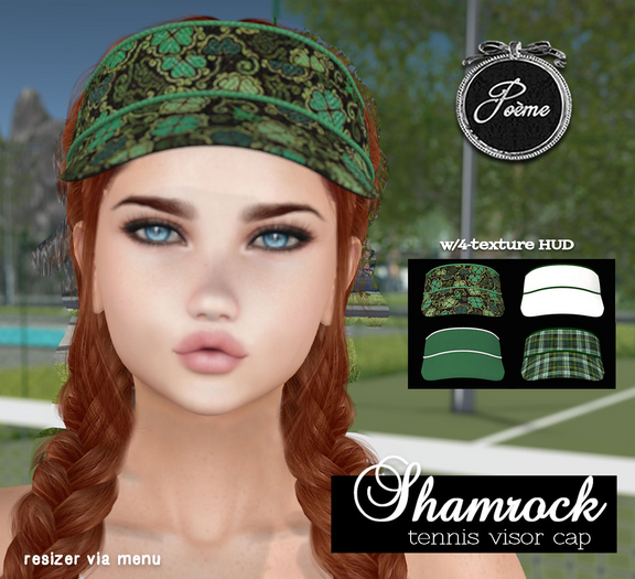 {Poeme} Shamrock Tennis Visor Cap w/HUD