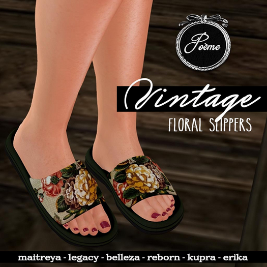 {Poeme} Vintage Floral Soft Slippers