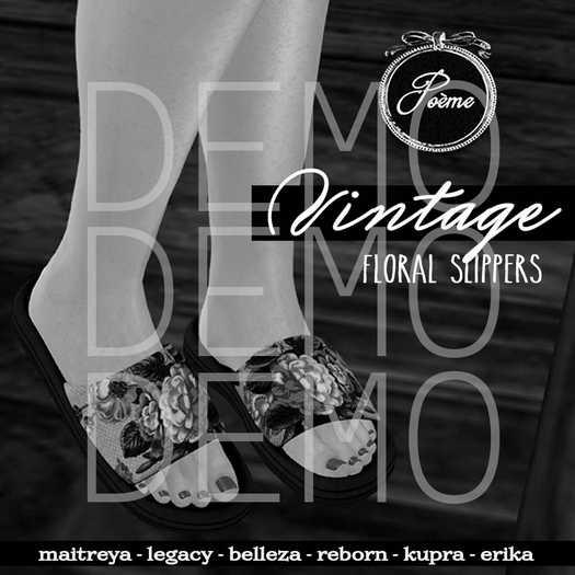 {Poeme} DEMO Vintage Floral Soft Slippers