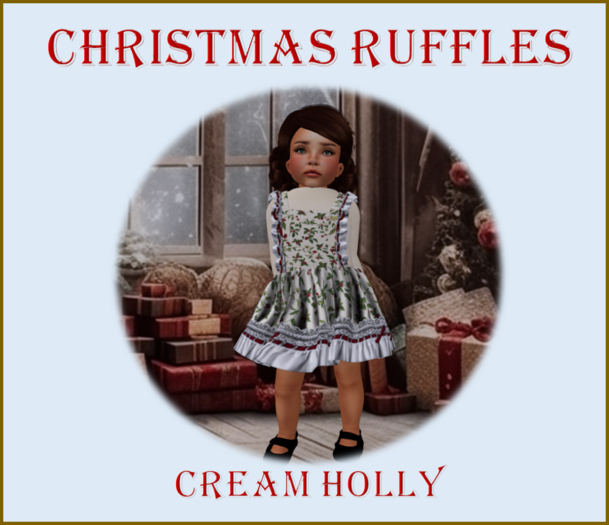 Christmas Ruffles - Cream Holly