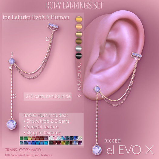 *AvaWay* RORY Earrings Set for lel Evo X Human Ears FEMALE