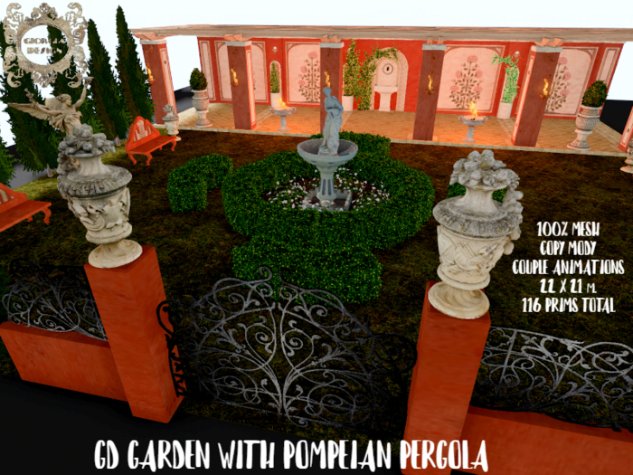 GD GARDEN WITH POMPEIAN PERGOLA