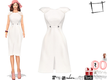 WC1038 Cap Shoulders Front Slit Round Neck Basted Front Dress