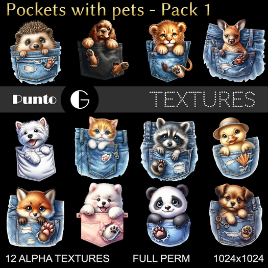 Full Perm Textures - Pockets with pets Pack 1