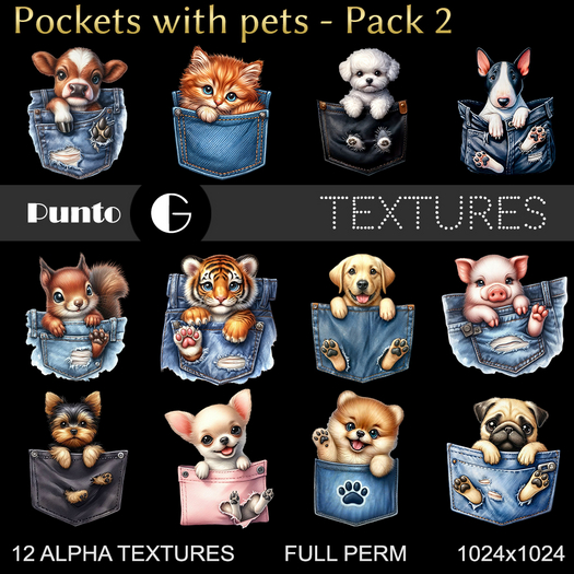 Full Perm Textures - Pockets with pets Pack 2