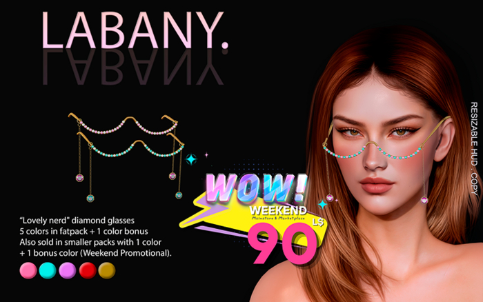 Labany. "Lovely nerd" diamond glasses -Purple + Bonus color