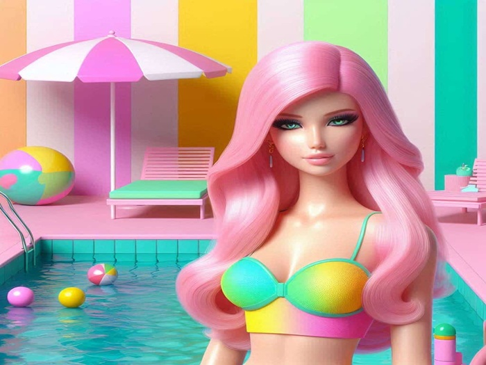 RLP DOLLY TEAL POOL WALL ART