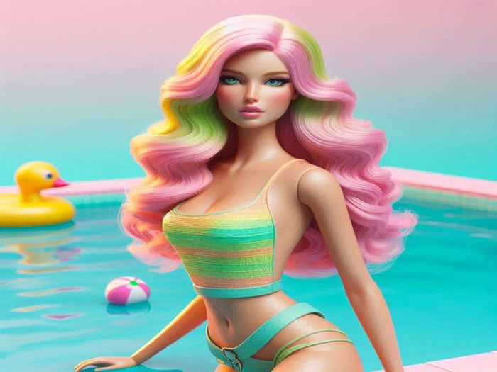 RLP DOLLY PINK POOL WALL ART