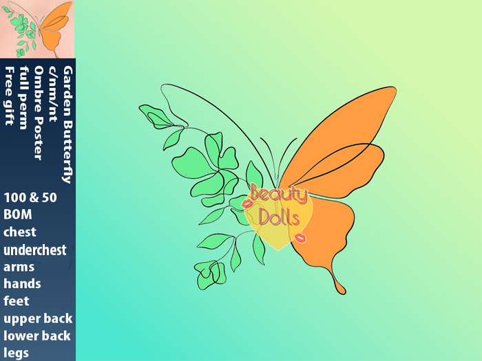 BEAUTY DOLLS - [FREE] GARDEN BUTTERFLY TATTOO COLLECTION BOM AND POSTER FULL PERM GIFT