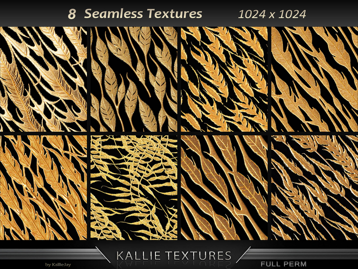 KJ Golden Leaf Black Texture Seamless