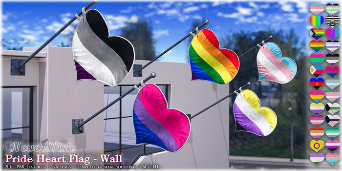 *NeverWish* Pride Heart Flag - Wall
