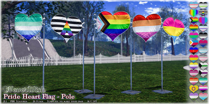 *NeverWish* Pride Heart Flag - Pole