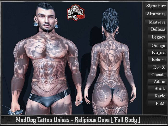 MadDog Tattoo Unisex - Religious Dove [ Full Body ]
