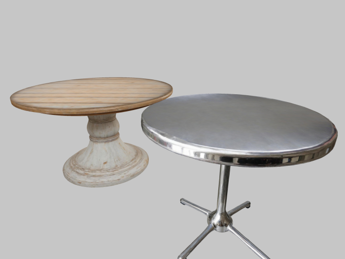 Retro Chrome & Shabby Woode Table set FULL PERM