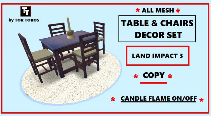 TABLE AND CHAIRS  DECOR SET 3Li (DECOR ONLY)