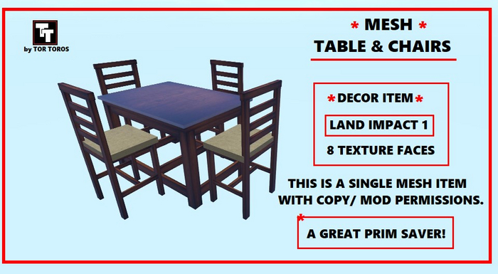 TABLE AND CHAIRS  DECOR 1Li