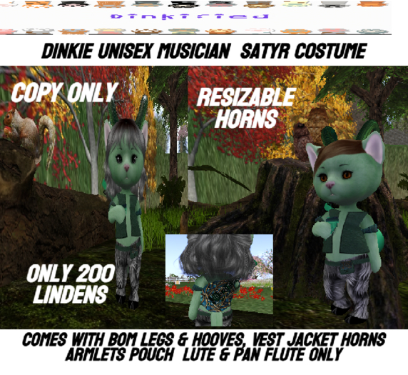200Dinkified Dinkie Unisex Musician Satyr Costume