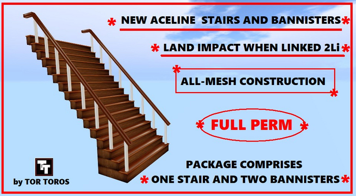 NEW ACELINE STAIRS AND BANNISTERS 2Li (Boxed) FULL PERM