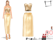 FullPerm Shiny Golden Long Skirt and Bra Top Maitreya 5.3 LaraX, Slink, Voluptuous, Belleza, Tonic, Legacy, Ebody Reborn