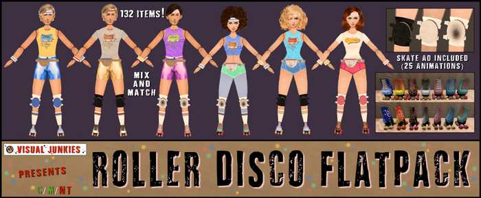 132 items! Flat Disco Rollerskate outfits & skates+AO
