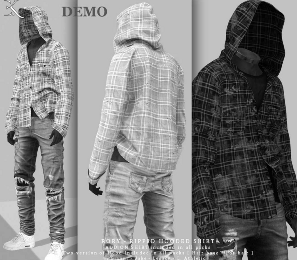 E.K - RORY - Ripped Hooded Shirt - DEMO {ADD - ME }