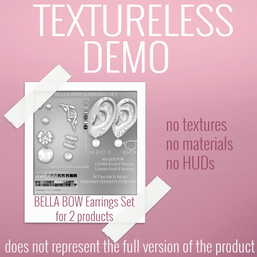 TEXTURELESS DEMO *AvaWay* BELLA BOW Earrings Set for 2 products