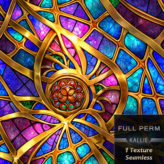 KJ Stained Glass Seamless - Gold Indigo
