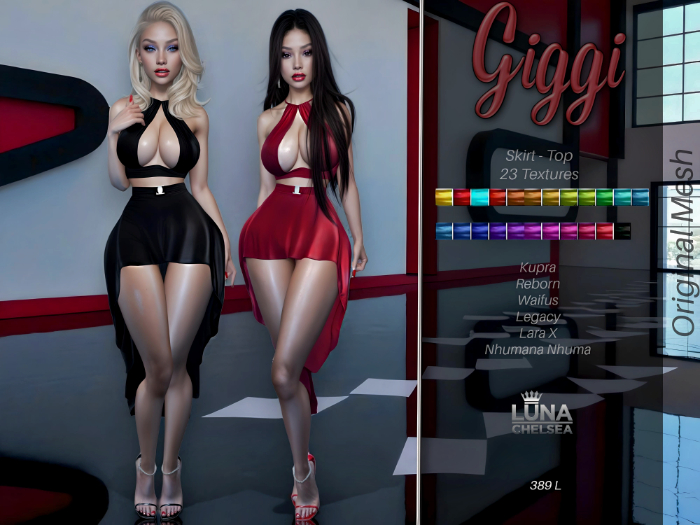 Giggi Outfit, Hi Low Skirt and Halter top, Fatpack