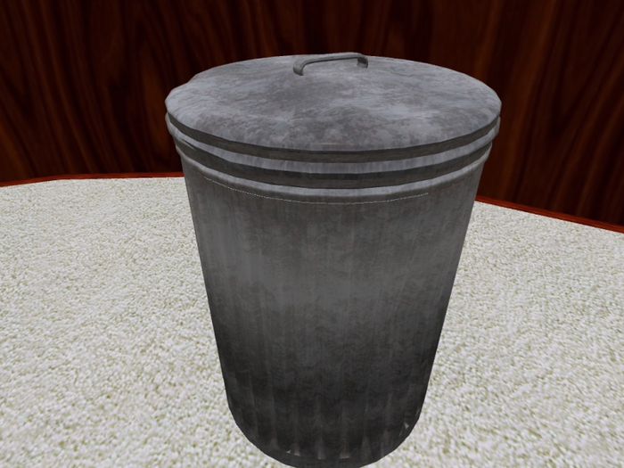 TM Dented Metal Trash Can - FP - Full Permissions