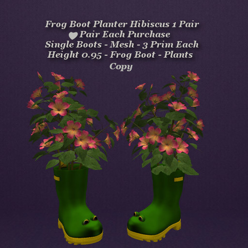 Frog Boot Planter Hibiscus 1 Pair1