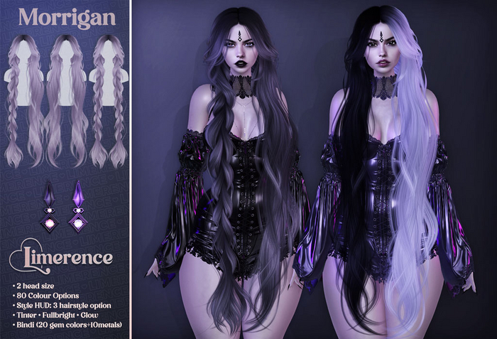 {Limerence} Morrigan hair-Fatpack