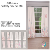 LD curtains Butterfly Pink set of 6